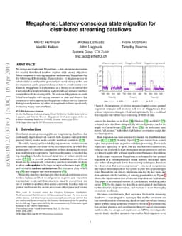 Megaphone: Latency-conscious state migration for distributed streaming
  dataflows