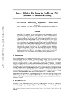 Energy Efficient Hardware for On-Device CNN Inference via Transfer
  Learning