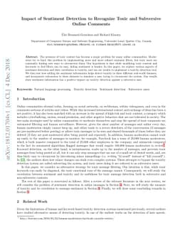 Impact of Sentiment Detection to Recognize Toxic and Subversive Online
  Comments