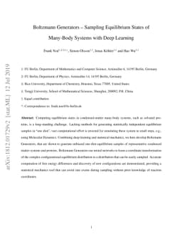 Boltzmann Generators -- Sampling Equilibrium States of Many-Body Systems
  with Deep Learning