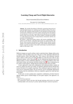 Learning Cheap and Novel Flight Itineraries