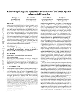 Random Spiking and Systematic Evaluation of Defenses Against Adversarial
  Examples