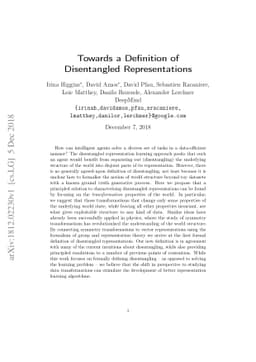 Towards a Definition of Disentangled Representations