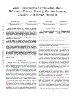 When Homomorphic Cryptosystem Meets Differential Privacy: Training
  Machine Learning Classifier with Privacy Protection