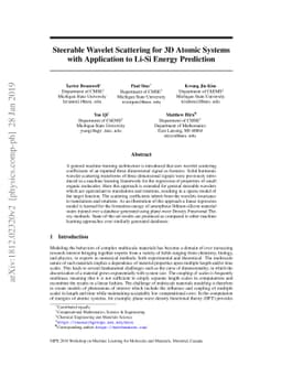 Steerable Wavelet Scattering for 3D Atomic Systems with Application to
  Li-Si Energy Prediction