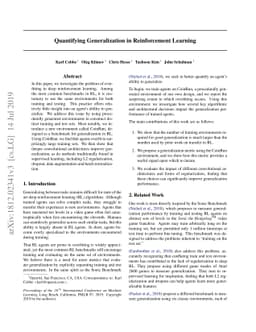 Quantifying Generalization in Reinforcement Learning