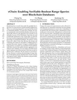 vChain: Enabling Verifiable Boolean Range Queries over Blockchain
  Databases