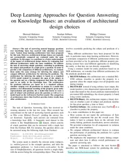 Evaluating Architectural Choices for Deep Learning Approaches for
  Question Answering over Knowledge Bases