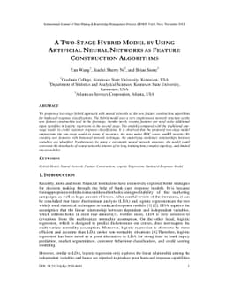 A two-stage hybrid model by using artificial neural networks as feature
  construction algorithms