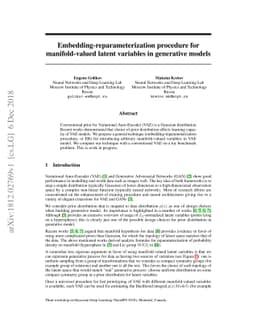 Embedding-reparameterization procedure for manifold-valued latent
  variables in generative models