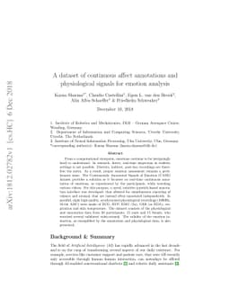 A dataset of continuous affect annotations and physiological signals for
  emotion analysis