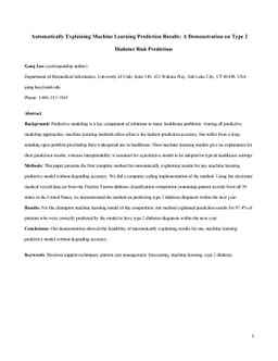 Automatically Explaining Machine Learning Prediction Results: A
  Demonstration on Type 2 Diabetes Risk Prediction