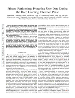 Privacy Partitioning: Protecting User Data During the Deep Learning
  Inference Phase