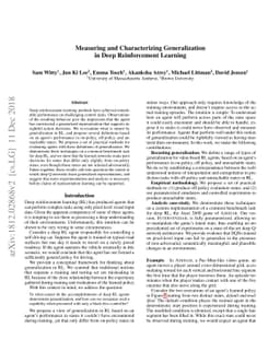 Measuring and Characterizing Generalization in Deep Reinforcement
  Learning