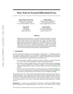 Three Tools for Practical Differential Privacy
