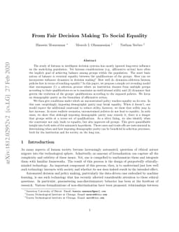 From Fair Decision Making to Social Equality