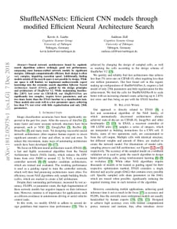 ShuffleNASNets: Efficient CNN models through modified Efficient Neural
  Architecture Search