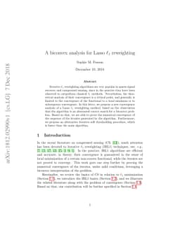 A biconvex analysis for Lasso l1 reweighting