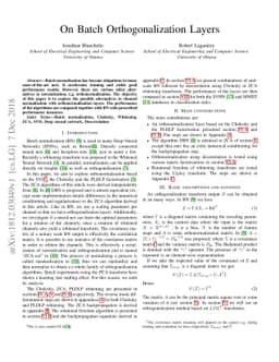 On Batch Orthogonalization Layers
