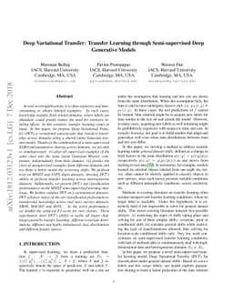 Deep Variational Transfer: Transfer Learning through Semi-supervised
  Deep Generative Models