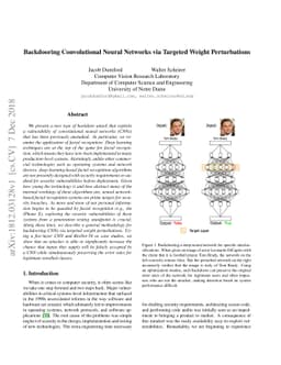 Backdooring Convolutional Neural Networks via Targeted Weight
  Perturbations