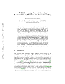 PIRC Net : Using Proposal Indexing, Relationships and Context for Phrase
  Grounding