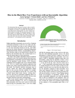 Dice in the Black Box: User Experiences with an Inscrutable Algorithm