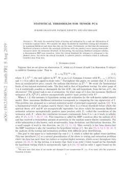 Statistical thresholds for Tensor PCA