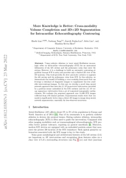 More Knowledge is Better: Cross-Modality Volume Completion and 3D+2D
  Segmentation for Intracardiac Echocardiography Contouring