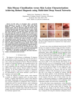Skin Disease Classification versus Skin Lesion Characterization:
  Achieving Robust Diagnosis using Multi-label Deep Neural Networks