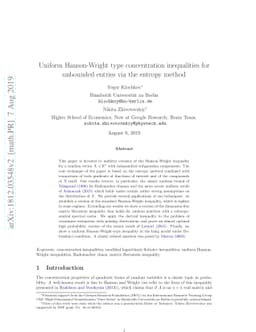 Uniform Hanson-Wright type concentration inequalities for unbounded
  entries via the entropy method