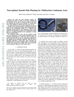 Near-optimal Smooth Path Planning for Multisection Continuum Arms