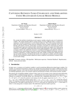 Capturing Between-Tasks Covariance and Similarities Using Multivariate
  Linear Mixed Models