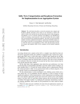 Inflo: News Categorization and Keyphrase Extraction for Implementation
  in an Aggregation System