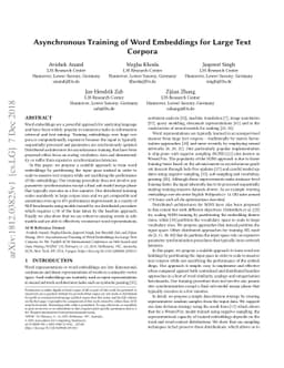 Asynchronous Training of Word Embeddings for Large Text Corpora