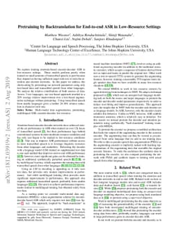 Pretraining by Backtranslation for End-to-end ASR in Low-Resource
  Settings