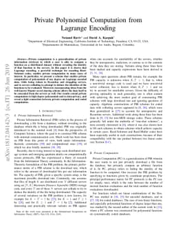 Private Polynomial Computation from Lagrange Encoding