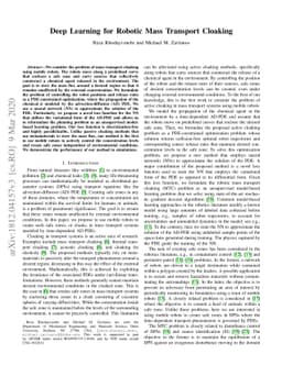 Deep Learning for Robotic Mass Transport Cloaking