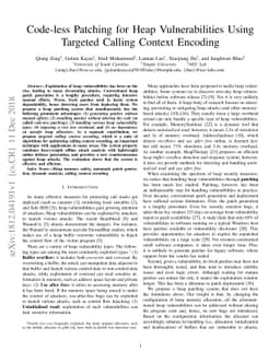 Code-less Patching for Heap Vulnerabilities Using Targeted Calling
  Context Encoding