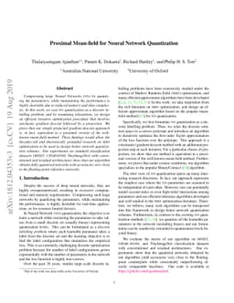 Proximal Mean-field for Neural Network Quantization