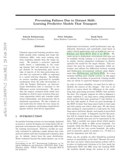 Preventing Failures Due to Dataset Shift: Learning Predictive Models
  That Transport