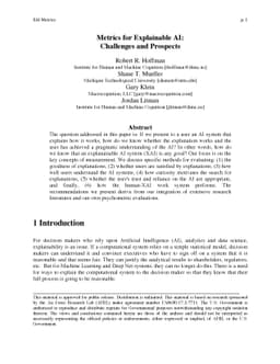 Metrics for Explainable AI: Challenges and Prospects