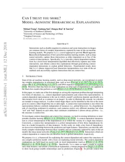 Can I trust you more? Model-Agnostic Hierarchical Explanations
