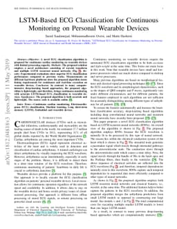 LSTM-Based ECG Classification for Continuous Monitoring on Personal
  Wearable Devices