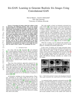 Iris-GAN: Learning to Generate Realistic Iris Images Using Convolutional
  GAN