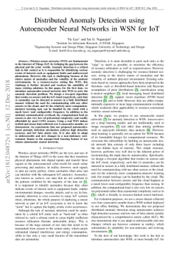 Distributed Anomaly Detection using Autoencoder Neural Networks in WSN
  for IoT
