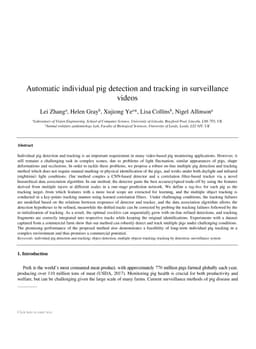 Automatic individual pig detection and tracking in surveillance videos