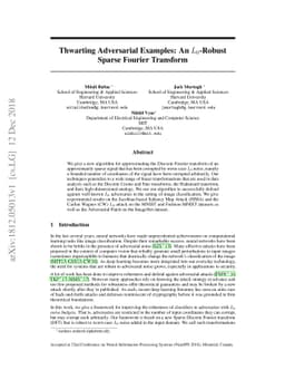 Thwarting Adversarial Examples: An $L_0$-RobustSparse Fourier Transform