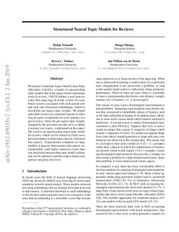 Structured Neural Topic Models for Reviews