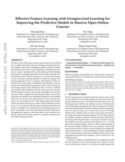 Effective Feature Learning with Unsupervised Learning for Improving the
  Predictive Models in Massive Open Online Courses